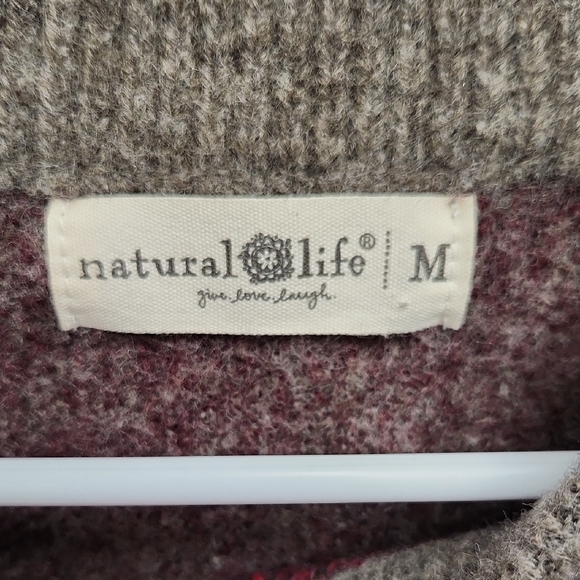 NATURAL LIFE Floral Sweater - Pink and Green on Grey - Picture 2 of 4